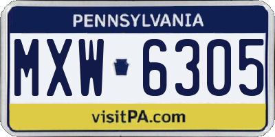 PA license plate MXW6305