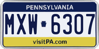 PA license plate MXW6307