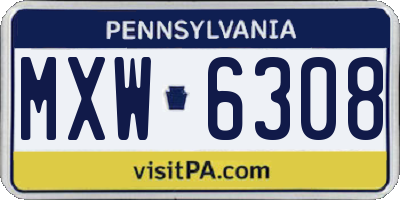 PA license plate MXW6308