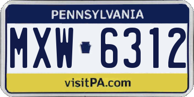 PA license plate MXW6312