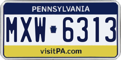 PA license plate MXW6313