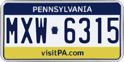 PA license plate MXW6315