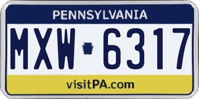 PA license plate MXW6317