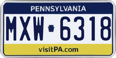 PA license plate MXW6318