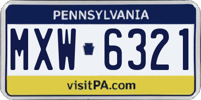 PA license plate MXW6321