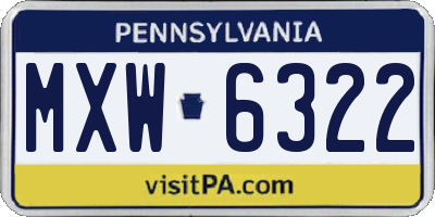 PA license plate MXW6322