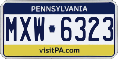 PA license plate MXW6323