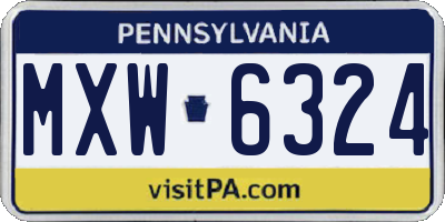 PA license plate MXW6324