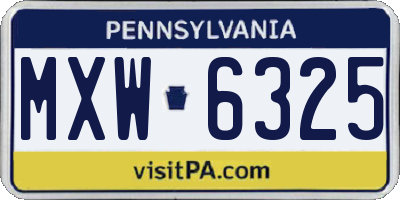 PA license plate MXW6325