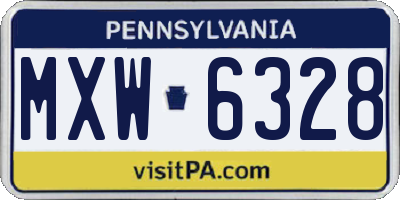 PA license plate MXW6328