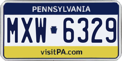 PA license plate MXW6329
