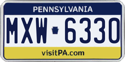 PA license plate MXW6330