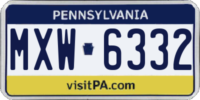 PA license plate MXW6332