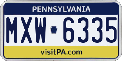 PA license plate MXW6335