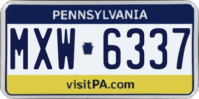 PA license plate MXW6337