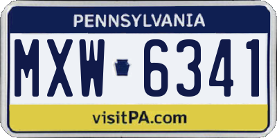 PA license plate MXW6341