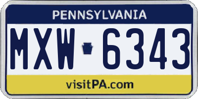 PA license plate MXW6343