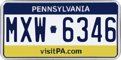 PA license plate MXW6346