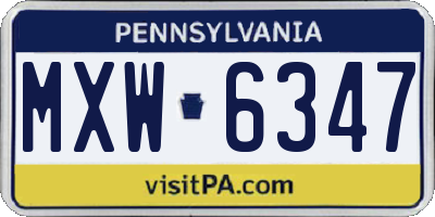 PA license plate MXW6347