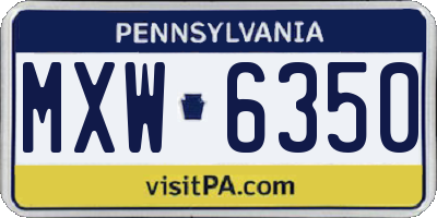 PA license plate MXW6350