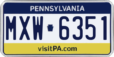 PA license plate MXW6351