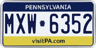 PA license plate MXW6352
