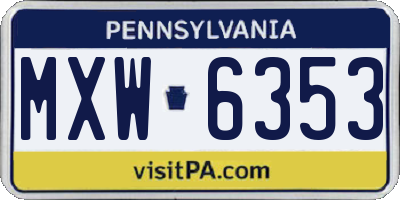 PA license plate MXW6353