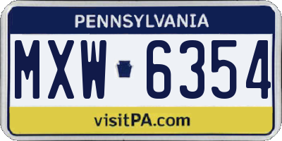 PA license plate MXW6354