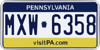 PA license plate MXW6358