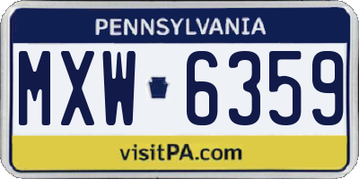 PA license plate MXW6359