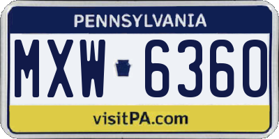 PA license plate MXW6360