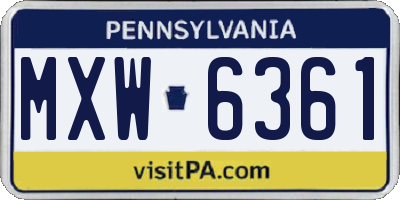 PA license plate MXW6361