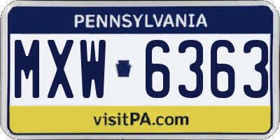 PA license plate MXW6363