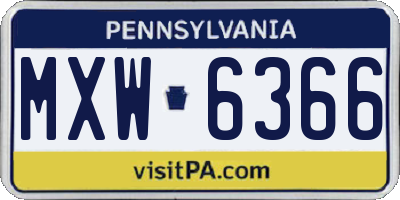 PA license plate MXW6366