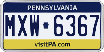 PA license plate MXW6367