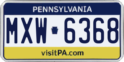 PA license plate MXW6368