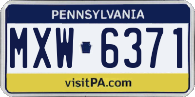 PA license plate MXW6371