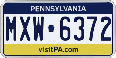 PA license plate MXW6372