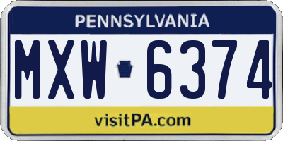 PA license plate MXW6374