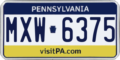 PA license plate MXW6375