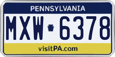 PA license plate MXW6378