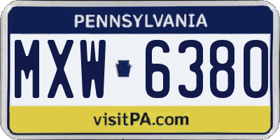 PA license plate MXW6380