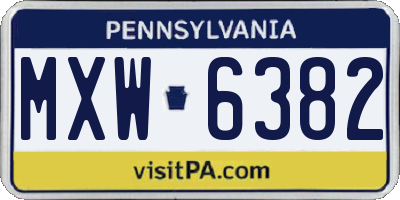 PA license plate MXW6382
