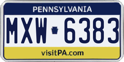 PA license plate MXW6383