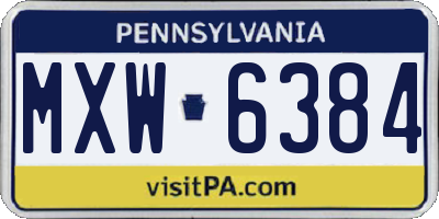 PA license plate MXW6384