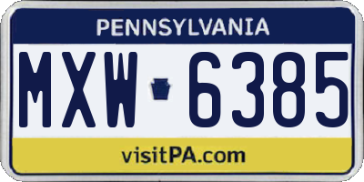 PA license plate MXW6385