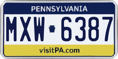 PA license plate MXW6387