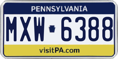 PA license plate MXW6388