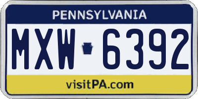 PA license plate MXW6392