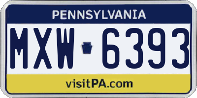 PA license plate MXW6393